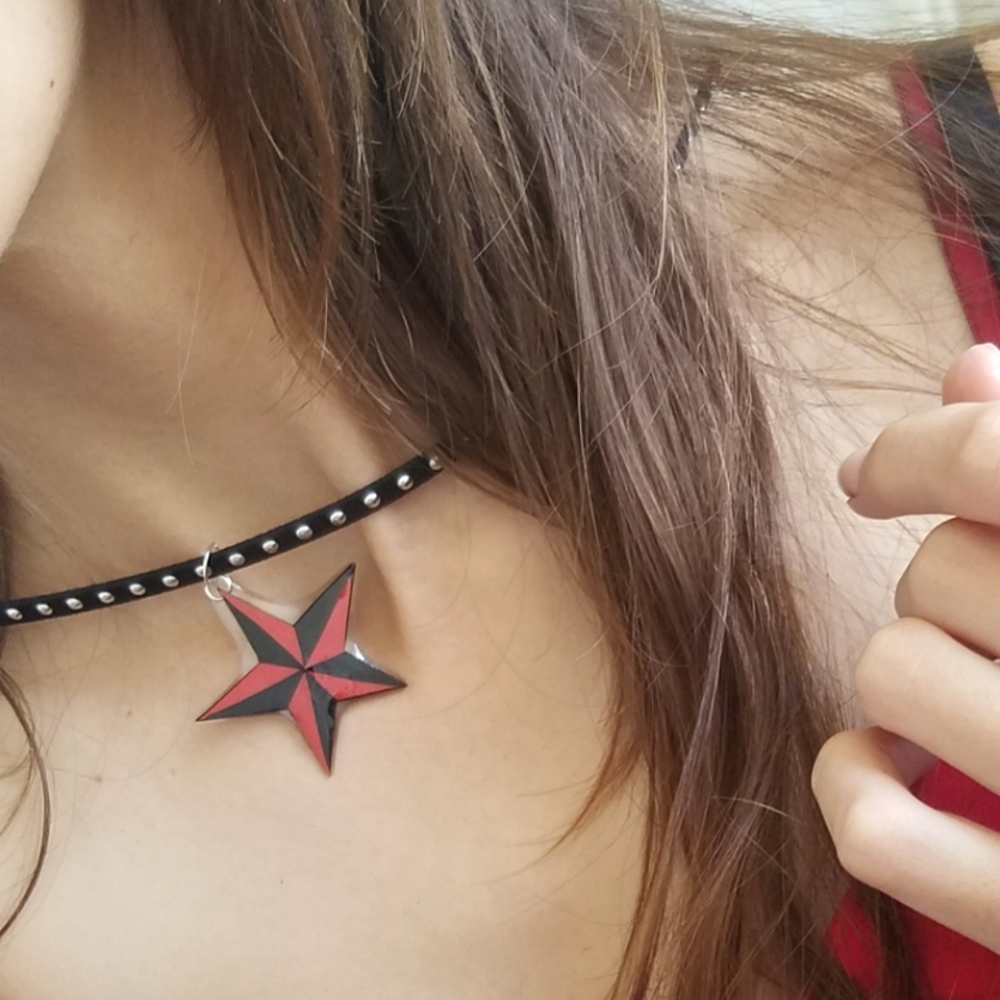 Red Nautical Star Necklace